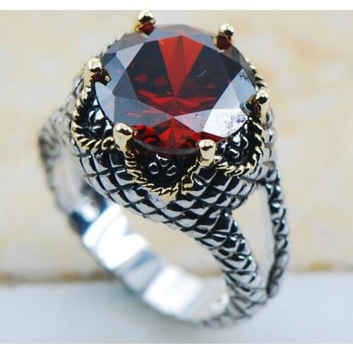Garnet 925 Sterling Silver Top Quality Fancy Jewelry wedding Ring Size 6 7 8 9 10 11 F1128