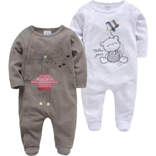 Newborn Toddler Baby Boy Girl Clothes Cute Bear Dinosaur Print Jumpsuit Long Sleeve pijama bebe recien nacido Roupas bebe de