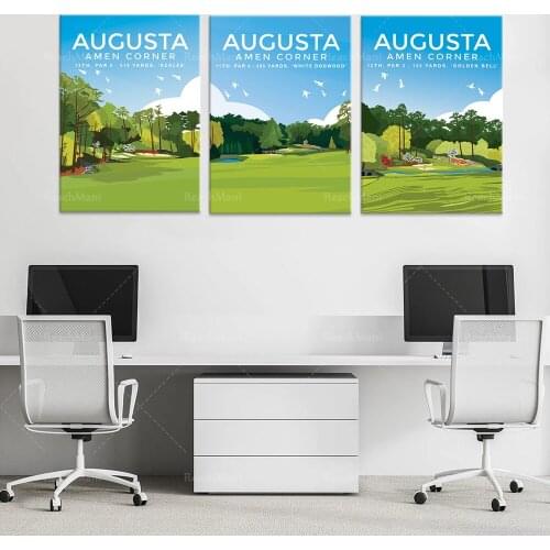 Augusta National AMEN CORNER Golf Printing Hole 11, Hole 12 and Hole 13 Travel Poster Printing Gift for Golfers Golf Art Poster