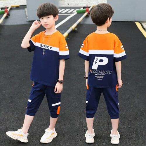 Casual Spring Summer Girls Clothing Suits T-shirt +Shorts 2pcs/Set Kids Teenager Outwear Sport Cotton Formal High Quality