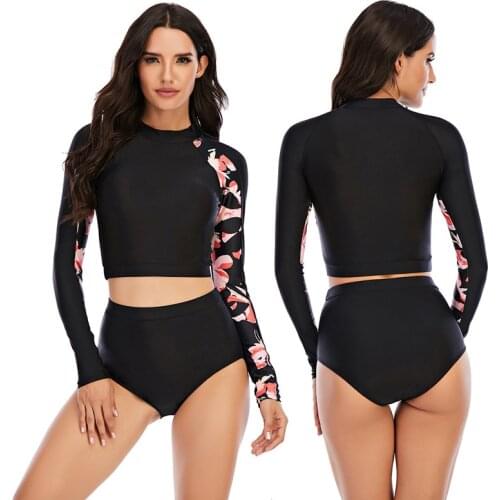 Surfing Womens Rash Guard Swimwear Long Sleeve Rashguard Biking Shirts Surf Padded Top Print Sport Shirt Two Piece Swimsuit