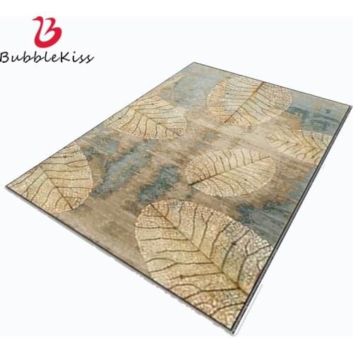 Bubble Kiss Light Luxury American Style Carpet for Home Living Room Retro Gold Leaf Pattern Sofa Decor Rug Customized Floor Mat