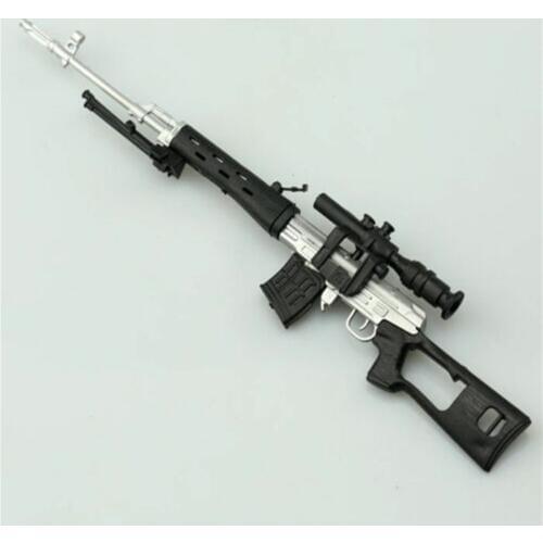 1:6 Scale Silver Russian SVD sniper rifle Weapon Model 12" Male Figure Model Accessories
