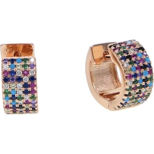 2019 NEW arrival Ear Cuff micro pave cz circle hoop earrings mix stones color Hip Hop girl earring cuff new