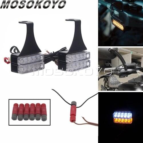 LED Mini Tiny Small Indicators Turn Signals w/ Bracket Cruiser Motorcycle Twin Blinker License Plate Light Cafe Racer Universal