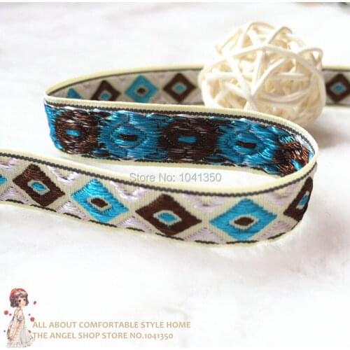 1/2'' 13mm 20yards Handmade Accessories Geometric Pattern Off White Woven Jacquard Ribbon Webbing For DIY Sewing Garment Tape