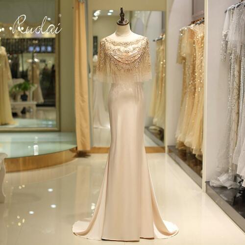 Vestidos de fiesta Mermaid Luxury Evening Dress 2018 Long With Cape Arabic Dubai Evening Gown Formal Party Dress robe de soiree