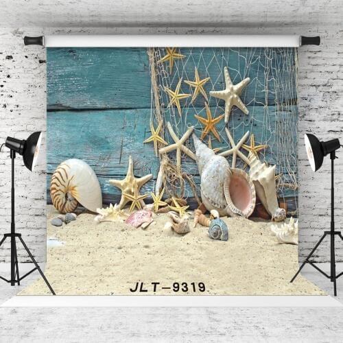 Sand Starfish Conch Vinyl Portrait Photography Background for Party Wedding Baby New Born Backdrop Photo Shoot Booth Studio