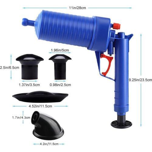 Air Power Drain Blaster gun High Pressure Powerful Manual sink Plunger Opener cleaner pump for Bath Toilets Bathroom Shower ki