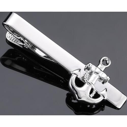 High quality French tie clip plated silvery anchor collar for mens fashion French accessories for wedding gifts Brand jewels