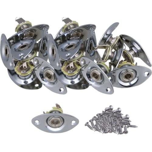 Yibuy Oval Indented Guitar Output Jack Plate & Socket Chrome Set of 50