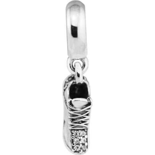 Running Shoe Clear CZ Charm Woman DIY Popular Jewelry Fits original 925 Silver Bracelet & Bangle Silver Beads For Jewelry Making