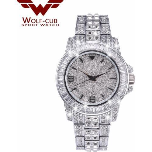 WOLF-CUB Dazzling series Women Luxury quartz Watches Ladies Bling Rhinestone Wristwatches Relogio Feminino Czech drill