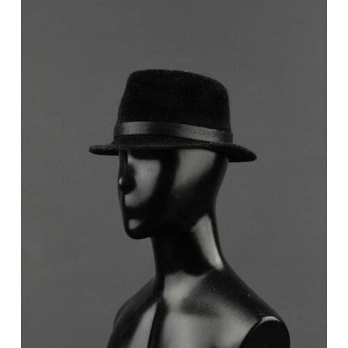 1/6 Soldier model trendy retro black round-brimmed hat western cowboy hat model for 12 inch action figure