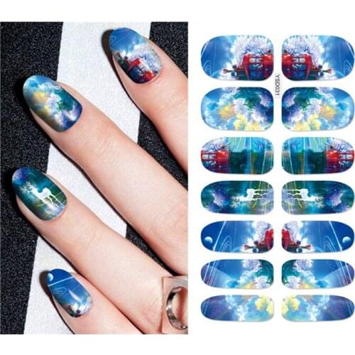 1 sheet DIY Nail Art Water Transfer Stickers Ship Sea Water Cloud slider adhesive Watermark Decals Women Beauty Wedding Nails