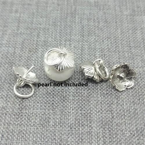10 Pieces Sterling Silver Pendant Charm Bails Pearl Cup Pin for Half Drilled Bead