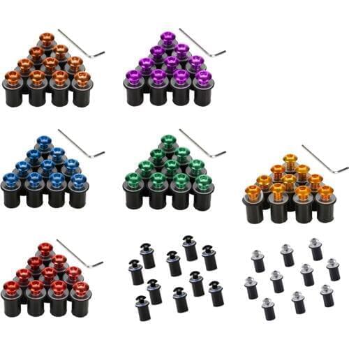 10Pcs Motorcycle Windscreen Windshield Bolt Kit Rubber Well Nuts/ Bolt/ Washer Motorcycle Windshield Screw