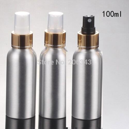 100pcs 100ml Aluminium bottle metal bottle spray bottle with shiny silver collar ,white/transparent/black sprayer mist sprayer