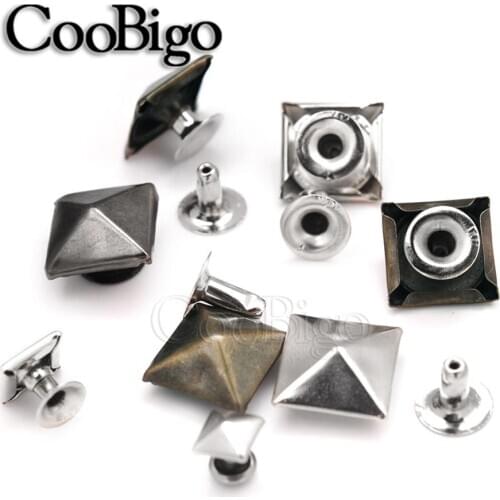 100pcs Pyramid Square Base Spikes Punk Garment Rivet Cap Stud For Hat Jeans Shoes Leather Cap bag Diy Craft Accessory