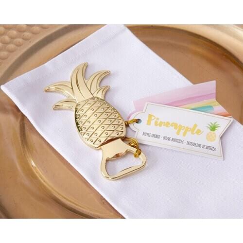 200 pcs new wedding gift golden alloy beer bottle opener Pineapple bottle opener bride and groom souvenir