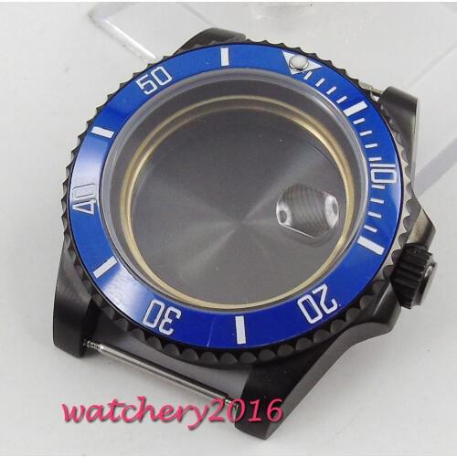 40mm pvd case sapphire crystal Rotating Bezel fit eta 2836 MIYOTA 8215 movement Watch Case