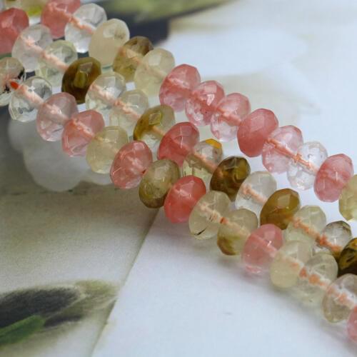 5x8mm Pink faceted multicolor watermelon tourmaline abacus shaped loose beads 15inches 2 piece/lot women jewelry
