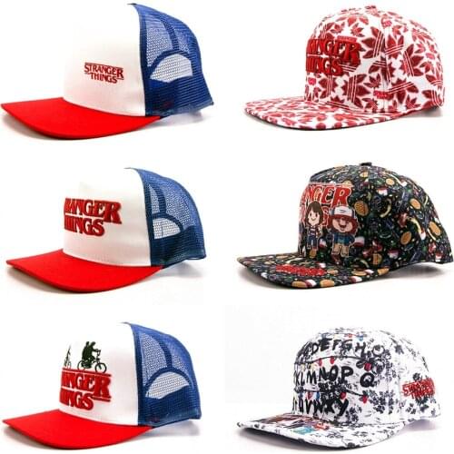 Cartoon Stranger Things Baseball Hats Snapback Hip Hop Cap Adult Boys Girls Trucker Sun Hat Adjustable Cosplay Golf Caps Gift