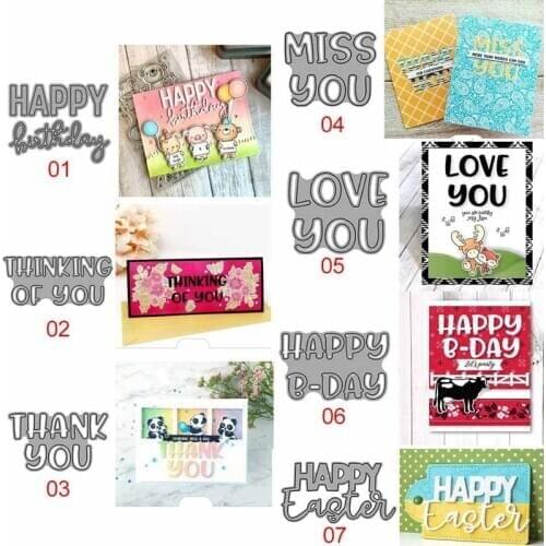 Blessing Phrases Wishes Metal Cutting Dies Love You Happy Day Stencils For DIY Scrapbooking Photo Album Decor Embossing Die Cuts