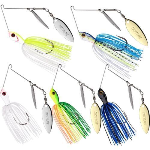 Goture Elfin Lead Head Metal Spoon Spinnerbait 10g/14g Spinner Artificial Bait Buzzbait Swimbait for Bass Fishing Lure Tackle