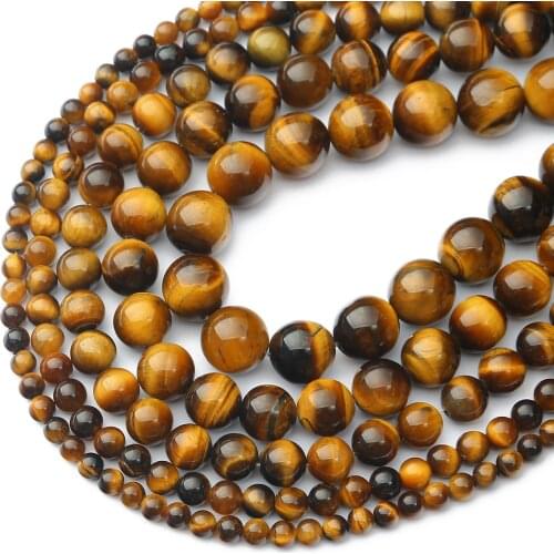 4/6/8mm Natural Yellow Tiger Eye Beads Round Loose Beads Stone Beads for DIY Necklace Bracelet Jewelry Making Accessories