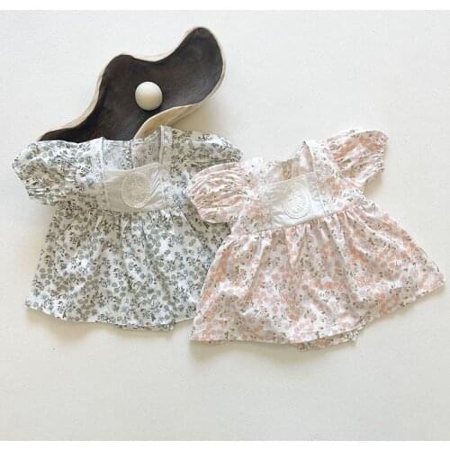 Korean Style Newborn Baby Girls Flower Dress Jumpsuit Summer Toddler Baby Girls Clothes Infant Baby Girl Bodysuits