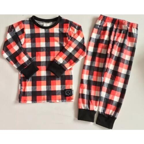 Baby Kids Plaid Pajamas Sets Cotton Christmas Sleepwear Suit Girls Pajamas Long Sleeve Pajamas Tops+Pants Children Clothes Sets