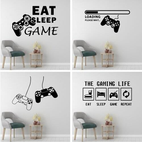 DIY Eat Sleep Game Sticker Gamer Decal Gaming Posters Vinyl Wall Decals Gamepad Mural For Home Bedroom Living Room Kidroom Wall