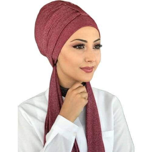 Islamic Fashion Muslim Hijab Lady Hijab 2021 Trend Scarf Bone Beanie Ready Shawl Scarf Buckle Hat Burgundy Hijab Bathing Cap