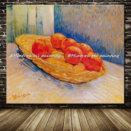 Hand Made Copy Basket With Six Oranges Of Vincent Van Gogh Reproduction Oil Paintings On Canvas Wall Art Pictures For Home Decor