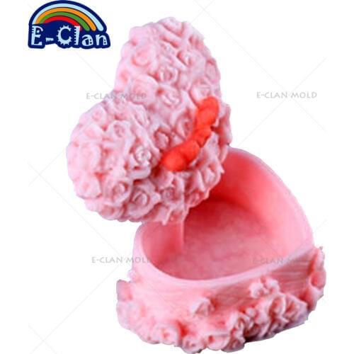 Jewelry Box Silicone Molds For Cake Decorating Chocolate Candle Mold 3D Wedding Rose Dressing Mould Candle Soap Form S0073AX