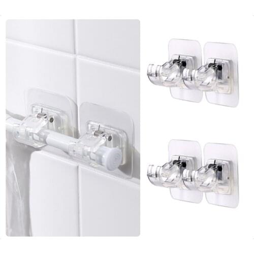 No Drill Curtain Rod Brackets, Adhesive Curtain Rod Holder, Curtain Rod Brackets Pole End Supports Sockets Flange For Kitchen