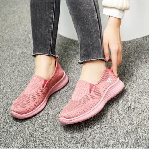 Soft Bottom Sneakers Women 2020 New Breather Mesh Casual Shoes Slip-on Pink Sneakers Tennis Shoes for women tenis de mujer