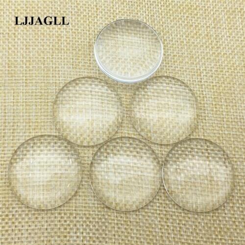 LJJAGLL Clear Glass Cameo 8pcs Round 30mm Dome Cabochon Flat Dome Cameo Setting Jewelry Making semicircle ABS003