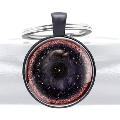 Fashion Mysterious Black Universe Glass Dome Key Chain Charm Men Women Jewelry Gifts Key Ring