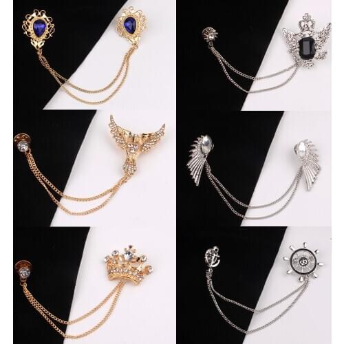 Fashion Gold Tie Clip For Men Classic Meter Brooches Copper Tie Bar Golden Tie Collar Pin Crystal Business Suit Tie Pins