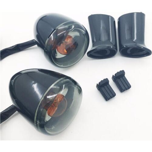 Motorcycle Rear Turn Signals Lights With mount Brackets for harley Sportster XL 883 1200 Nightster Super Low 92-16 Black gray