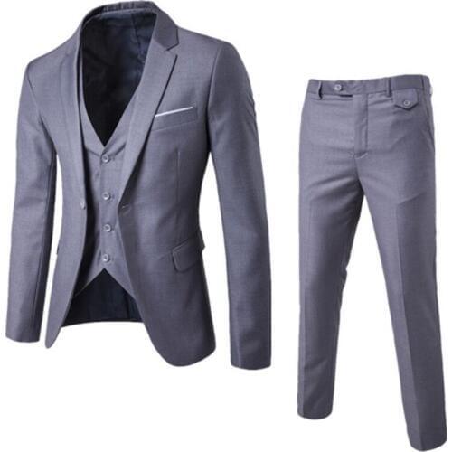 Men’s Suit Slim 3-Piece Suit Blazer Business Wedding Party Jacket Vest & Pants Business Wedding Party Suit Set
