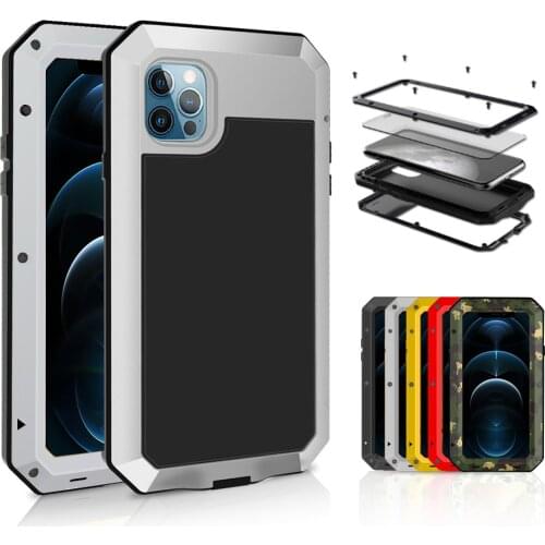 Soft Hydrogel Film+Full Protective Armor Metal Case Shockproof Cover For iphone 12 mini case