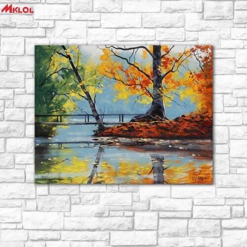 Wall Art Small bridge Landscape painting Painting For Living Room Home Decoration Oil Painting On Canvas Wall Painting no fram