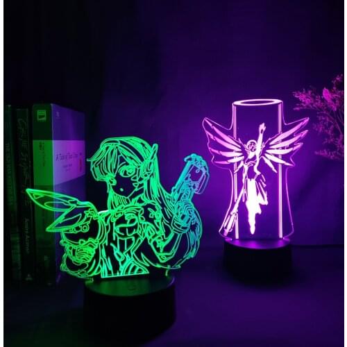 Game Overwatch DVA Figurine 3D Illusion Lamp Computer Room Desktop Otaku Light Home Decoration Holiday Atmosphere Lighting Decor