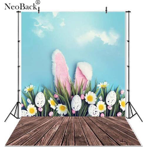 NeoBack Spring Easter Party Eggs Bunny Ears Flower Photography Backgrounds Newborn Children Kids Photo Studio Portrait Backdrop