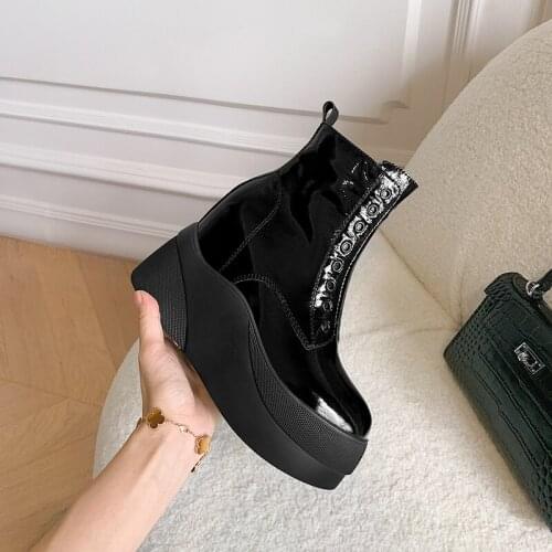 New Winter women shoes natural Genuine leather boots women boots wedge Warm fur Female boots 100% cowhide Chelsea snow boots