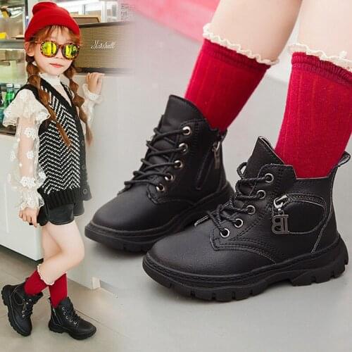 2021 Autumn Baby Childrens Martin Boots British Kids Boys Girls Black White Fashion Cool Single PU Leather Toddler Short Boots