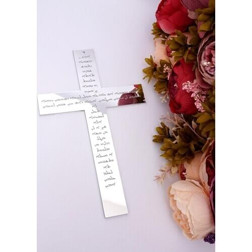 The Lords Prayer Personalized Cross 40cm Acrylic Gold Mirror 6mm Thick Wedding Party Birthday Decor Event Guest Favor